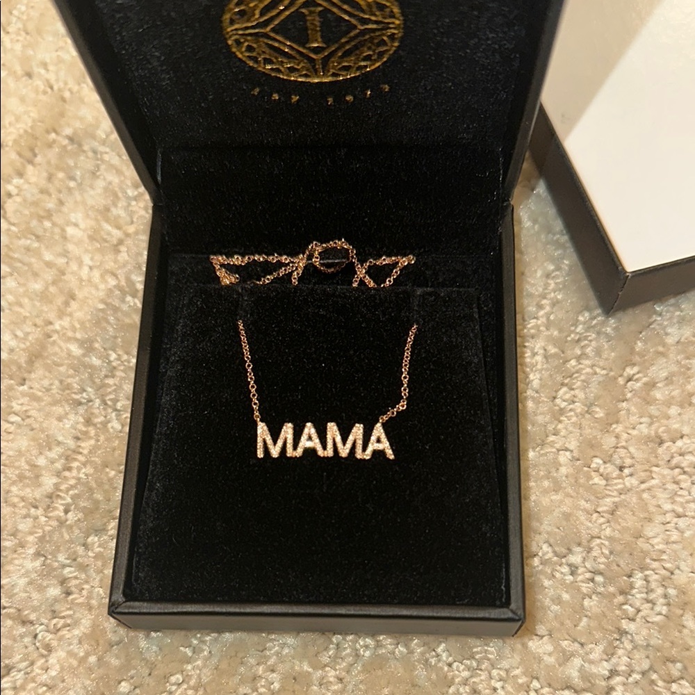 Real Diamond ‘Mama’ Necklace in 14k Rose Gold